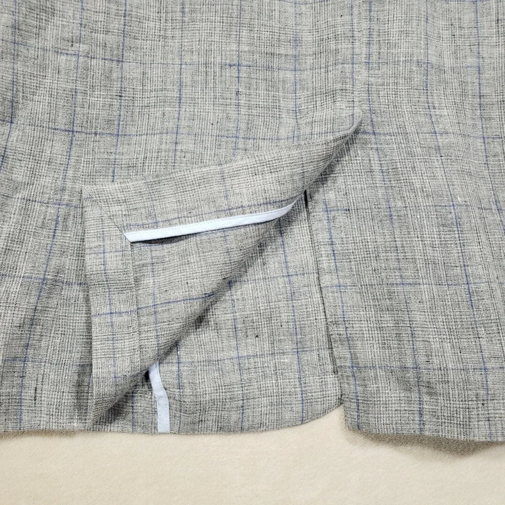 Banana Republic Linen Jacket Mens 42 Regular Gray Plaid Blazer 674506-00 Summer